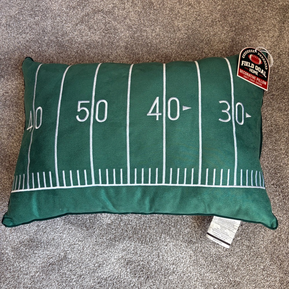 Green Football Field Decorative Pillow